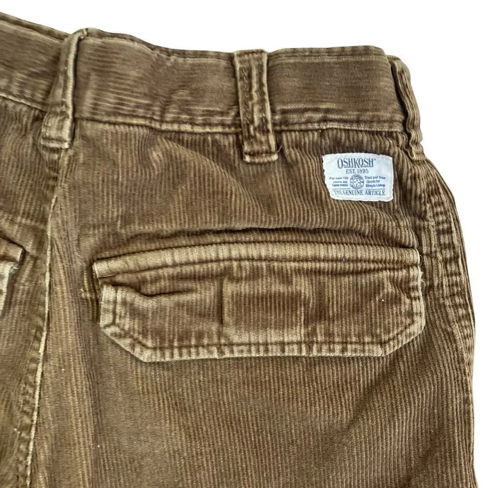 Oshkosh B'Gosh Boys Sz 7X Wide Leg Corduroy Cargo Pants Brown Casual